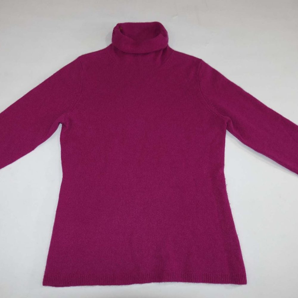 McDuff Essentials Women's 100% Cashmere Turtleneck Sweater Small Pink Pullover S
